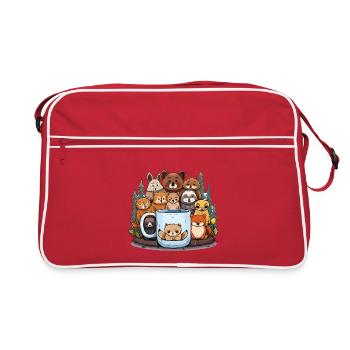 Animaux forestiers autour des coupes - Sac Retro - rouge/blanc - Devant