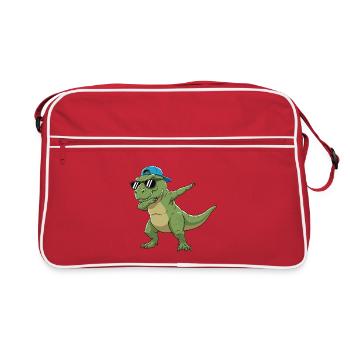 Dessin animé de lunettes T-Rex à appliquer à la perfection - Sac Retro - rouge/blanc - Devant
