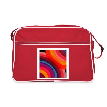 Abstrakter Regenbogen - Retro Tasche - Rot/Weiß - Vorne