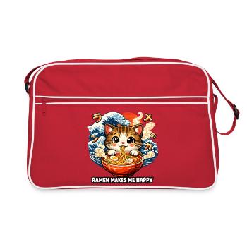 Ramen Nouilles, Amoureux des Chats, Kats Kawaii Rétro - Sac Retro - rouge/blanc - Devant