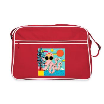 Pieuvre rose dans le style pop art estival - Sac Retro - rouge/blanc - Devant