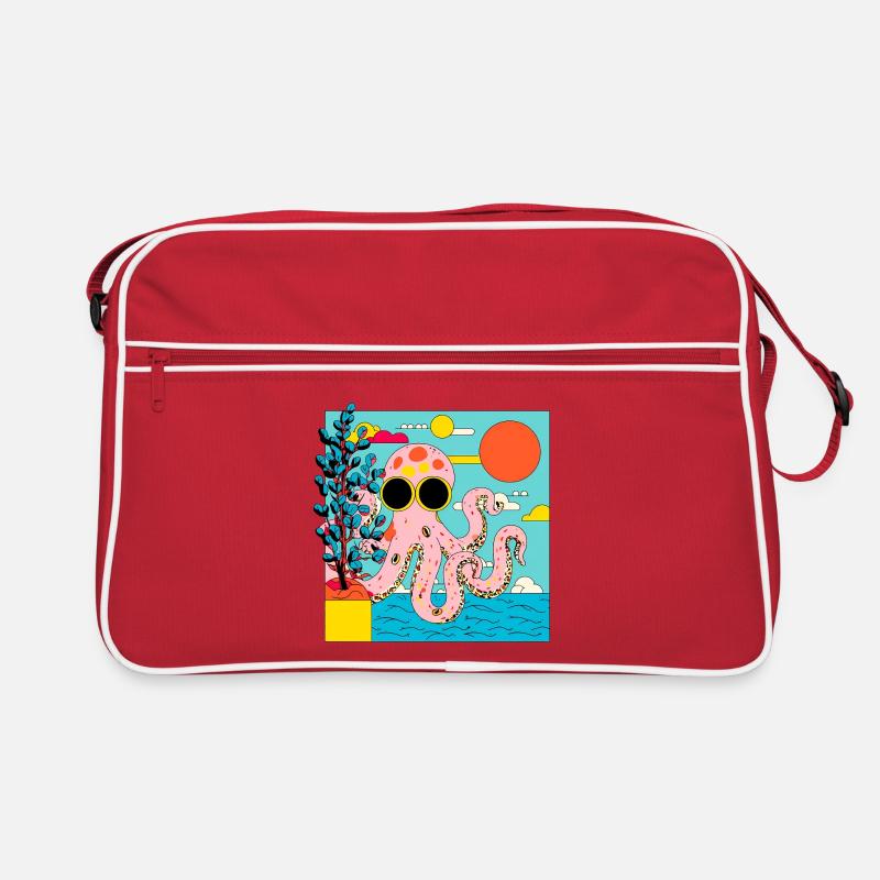Pink Octopus in Summer Pop Art Style Retro Bag