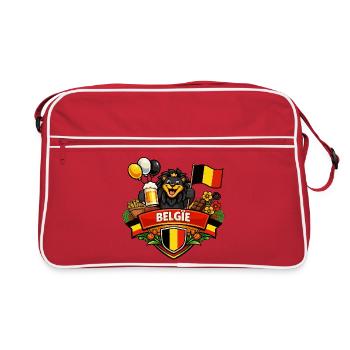 Logo joyeux belge - Sac Retro - rouge/blanc - Devant