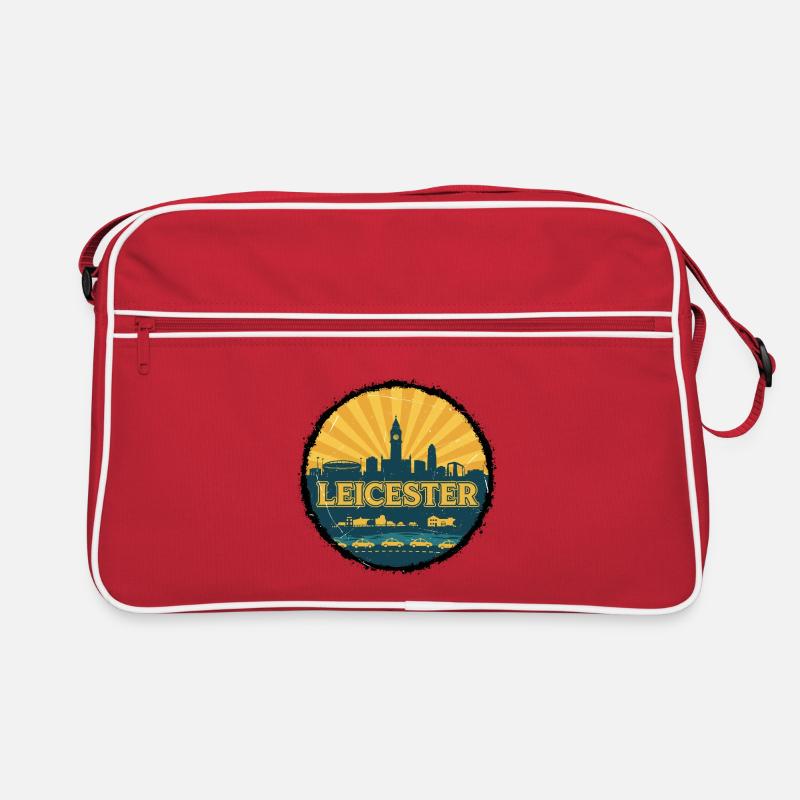 Leicester City Skyline Retro Sunset Abzeichen Retro Tasche