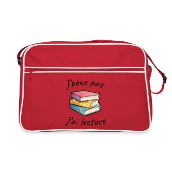 Leidenschaft fürs Lesen, kultivierte Menschen, das Lesen von Romanen - Retro Tasche - Rot/Weiß - Vorne