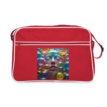 Face among Neon Bubbles - Retro Bag - red/white - Front