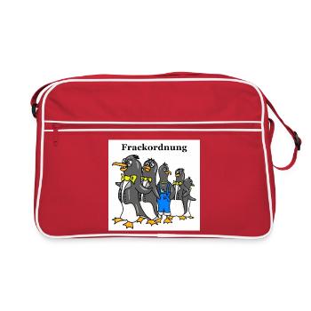 Lustiger Pinguin Cartoon – Frackordnung Motiv weiß - Retro Tasche - Rot/Weiß - Vorne