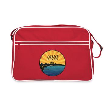 Nice City Skyline Cote d'Azur Retro Badge - Retro Bag - red/white - Front