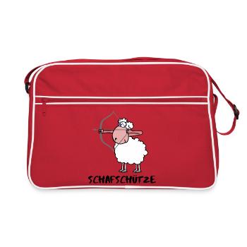 Schafschütze Schütze Sternzeichen Schaf - Retro Tasche - Rot/Weiß - Vorne