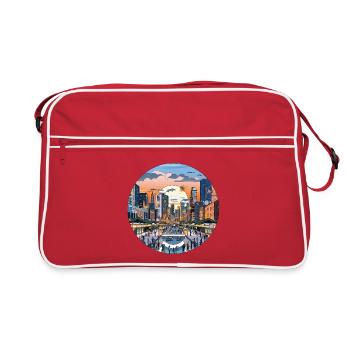 Sunset over the skyline - Retro Bag - red/white - Front
