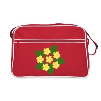 Février, Fleurs de naissance, primevères d’anniversaire, fleur d’anniversaire - Sac Retro - rouge/blanc - Devant