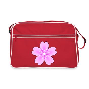 Fleur rose avec des rayons néon - Sac Retro - rouge/blanc - Devant