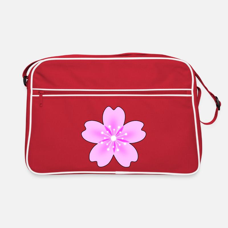 Fleur rose avec des rayons néon Sac Retro