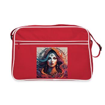 Third Eye magic. Fiery Mystic Portrait - Retro Bag - red/white - Front