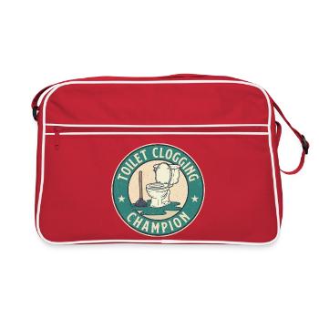 Toilet Clogging Champion Bold Bathroom Humor - Retro Bag - red/white - Front