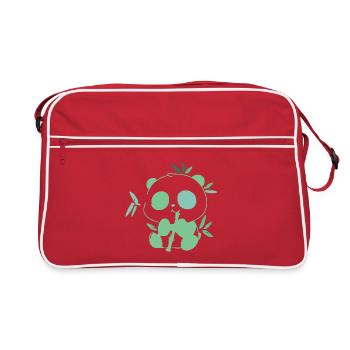 Panda with bamboo – delicate illustration - Retro Bag - red/white - Front