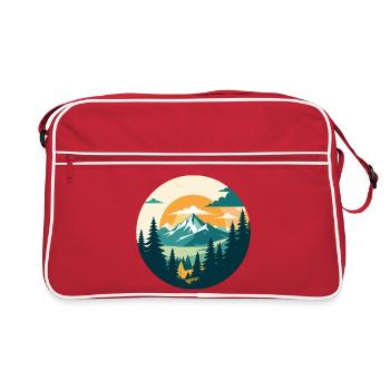 Mountains Mountain Forest High Mountain Hiking Circle Motif - Retro Bag - red/white - Front