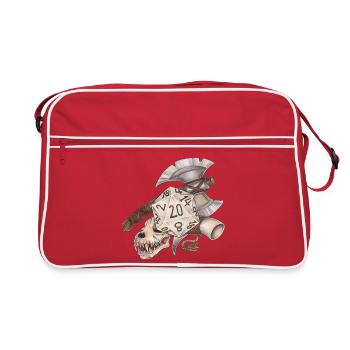 Rollenspiel Tabletop D20 Würfel Geschenk Barbar - Retro Tasche - Rot/Weiß - Vorne