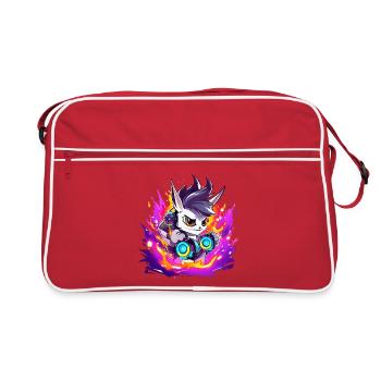 Lapin DJ néon avec des couleurs de flamme - Sac Retro - rouge/blanc - Devant