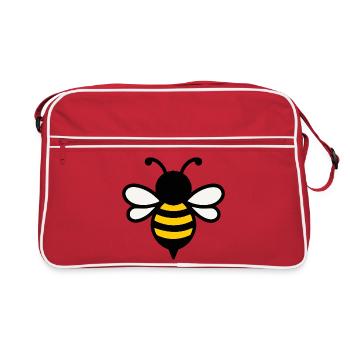 Yellow-striped bee logo - Retro Bag - red/white - Front