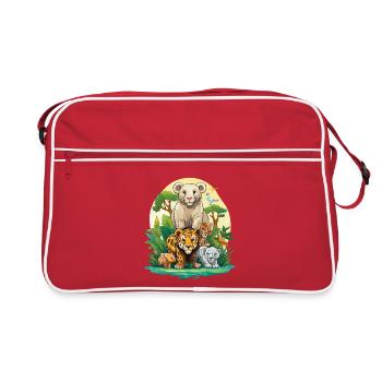 Jungle Animal Friends Ensemble - Retro Bag - red/white - Front