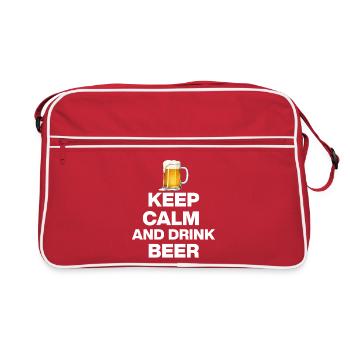 RESTE CALME ET BOIS DE LA BIÈRE ! LES AMATEURS DE BIÈRE CÉLÈBRENT W - Sac Retro - rouge/blanc - Devant