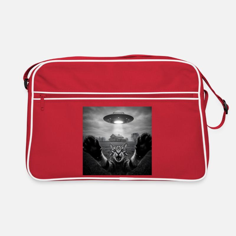 Design drôle d’extraterrestre d’un chat spatial OVNI Sac Retro