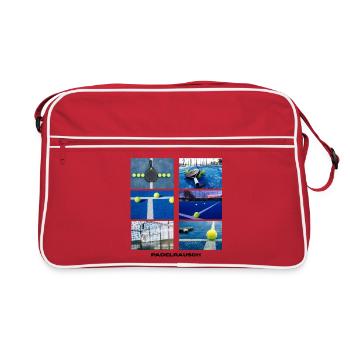 Neon tennis paddle on blue court - Retro Bag - red/white - Front