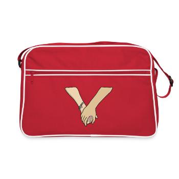 Romantic Couple Holding Hands Valentine - Retro Bag - red/white - Front