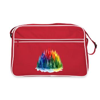 Regenbogenwald Silhouette Rainbow forest - Retro Tasche - Rot/Weiß - Vorne