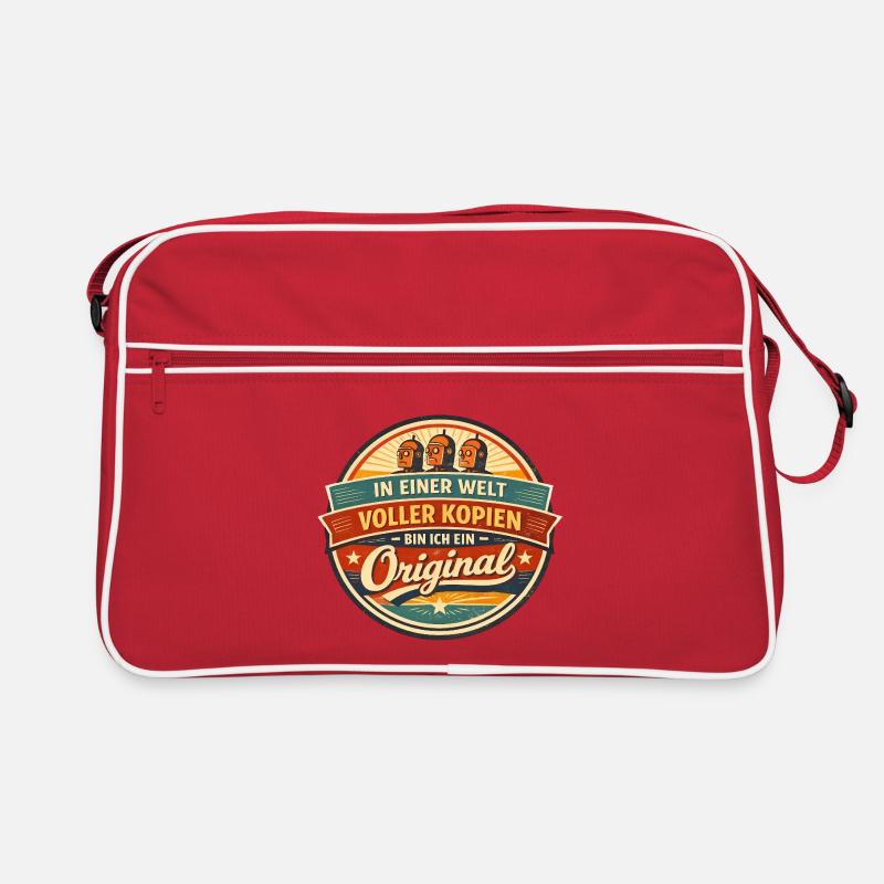 In einer Welt voller Kopien bin ich ein Original. - Retro Tasche - Rot/Weiß