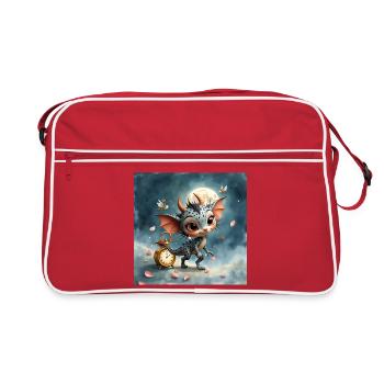 Bébé Dragon de la Nuit avec Horloge - Sac Retro - rouge/blanc - Devant