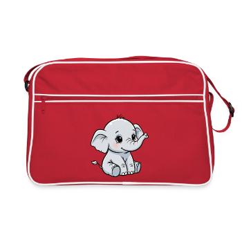 Cuddly Cute Baby Elephant - Retro Bag - red/white - Front