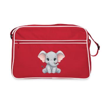 Dessin animé câlin bébé éléphant - Sac Retro - rouge/blanc - Devant