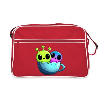 Petit couple extraterrestre dans une tasse à thé - Sac Retro - rouge/blanc - Devant