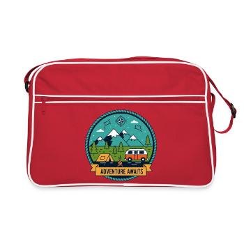 Badge de camping d’aventure en pleine nature - Sac Retro - rouge/blanc - Devant
