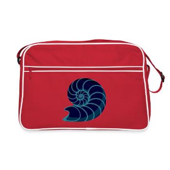 Neon Blue Ammonite Spiral - Retro Bag - red/white - Front