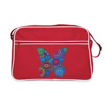 Abstract Eye Butterfly - Retro Bag - red/white - Front