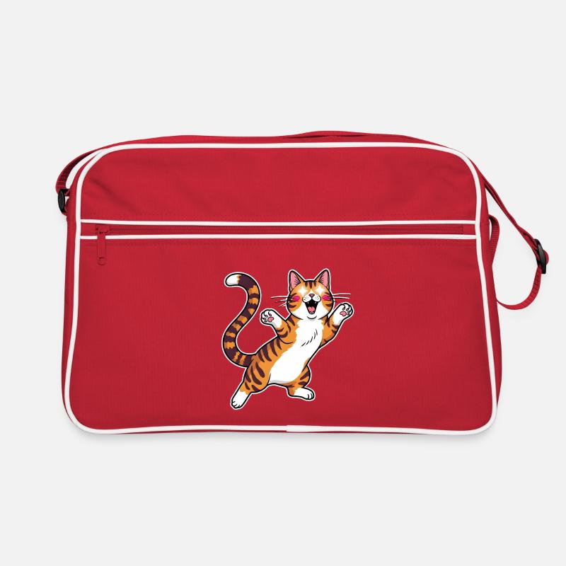 Fröhliche getigerte Katze Sprungfreude Retro Tasche