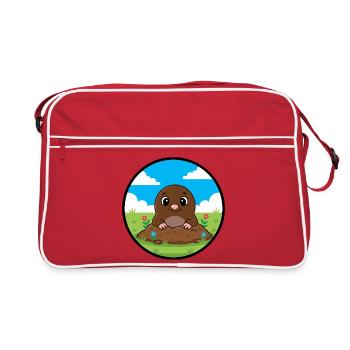Petit héros creuseur de taupes dans le jardin - Sac Retro - rouge/blanc - Devant