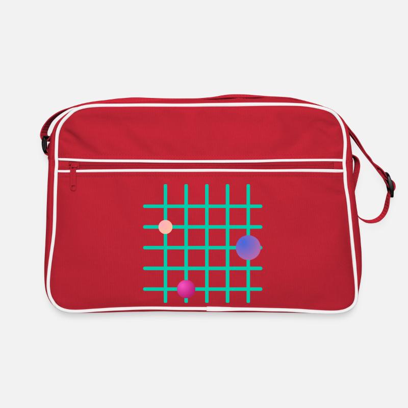 Geometrisches Grid mit Farb-Sphären Retro Tasche