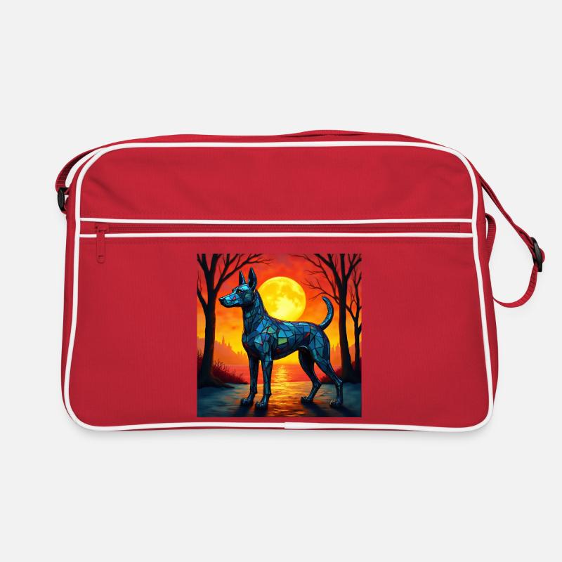 Moonlit Night Polygon Wolf Retro Bag