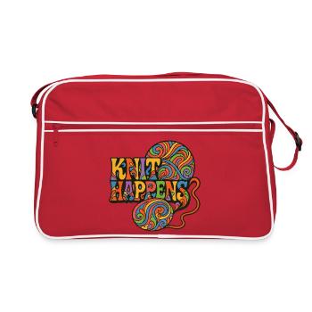Knit Happens Psychedelische Geschichte - Retro Tasche - Rot/Weiß - Vorne