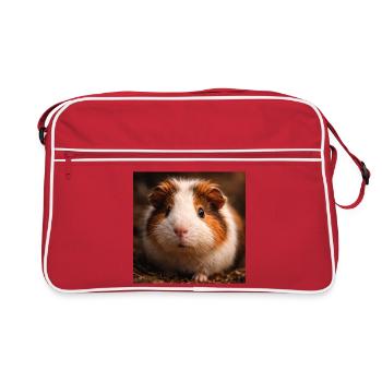 Gros plan de cochon d’Inde dans des tons terreux - Sac Retro - rouge/blanc - Devant