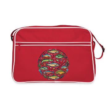 Cercle des Poissons : Monde sous-marin coloré - Sac Retro - rouge/blanc - Devant