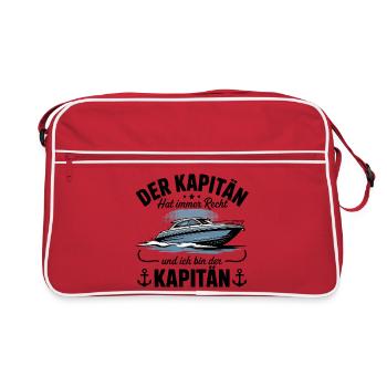Kapitän Boot Bootsführerschein - Retro Tasche - Rot/Weiß - Vorne