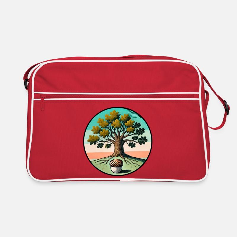 Retro-Baum des Lebens mit Eichel Retro Tasche