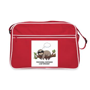 Sloth thinker on Tak - Retro Bag - red/white - Front