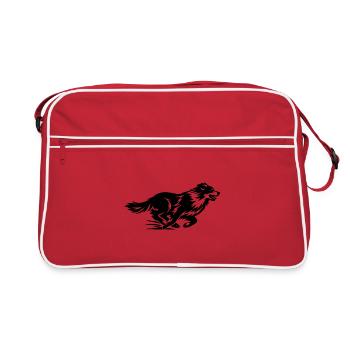 Silhouette du Border Collie en course - Sac Retro - rouge/blanc - Devant