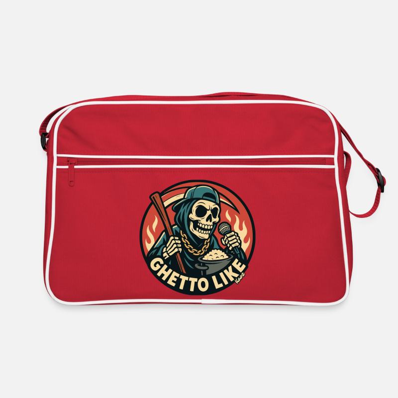 Skeleton with Microphone and Ghetto Like Retro Bag